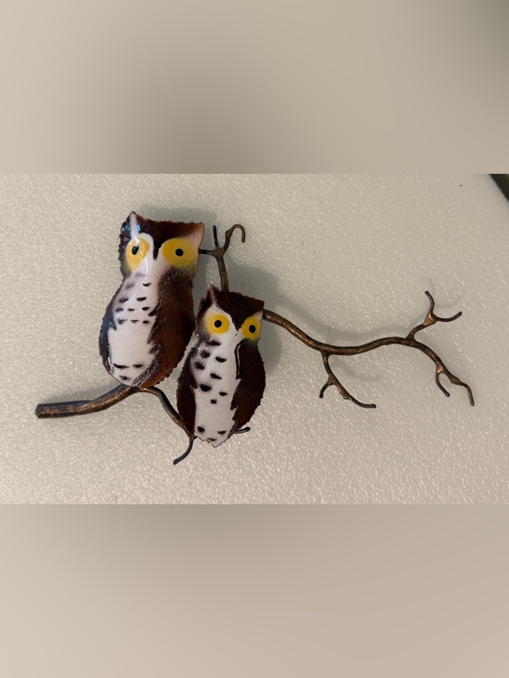 Metal Enamel Owl Wall Art Decor Retro